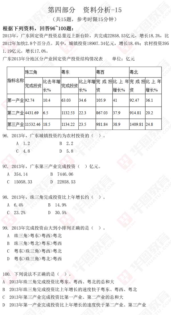 广东省公务员考试真题解析（2014年）